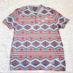 Lucky Brand Printed Henley T Shirt Sz XL
